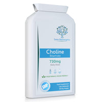 swiss bioenergetics Choline Bitartrate 730mg Daily Dose, 120 Vegan Choline Supplement Capsules - UK Made Support for Healthy Liver Function and Fat Metabolism