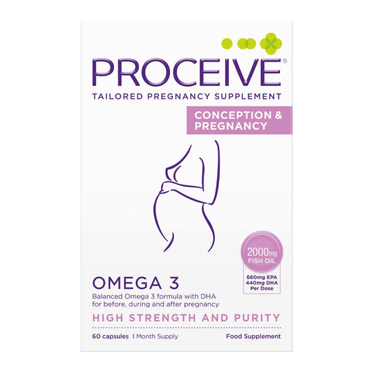 Proceive® Conception and Pregnancy Omega 3 - High Strength & Pure Fish Oil Tablets - 60 Capsules/1 Month Supply