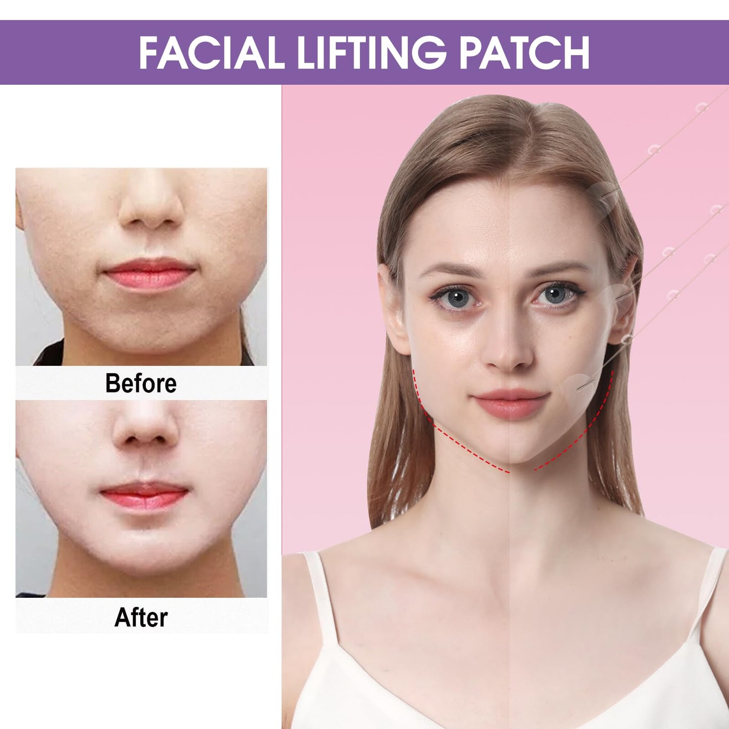 Bettinay 80 PCS Face Lift Tape Invisible with 16 Lifting Ropes, Instant Facelift Sticke for Skin Firming Makeup Lifting Tool