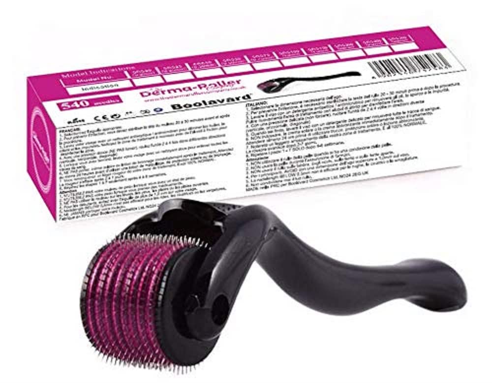 Derma Roller Boolavard® TM + FREE Travel Case - Titanium Alloy Micro Needle Roller - 540 Needles-Best Skin Roller