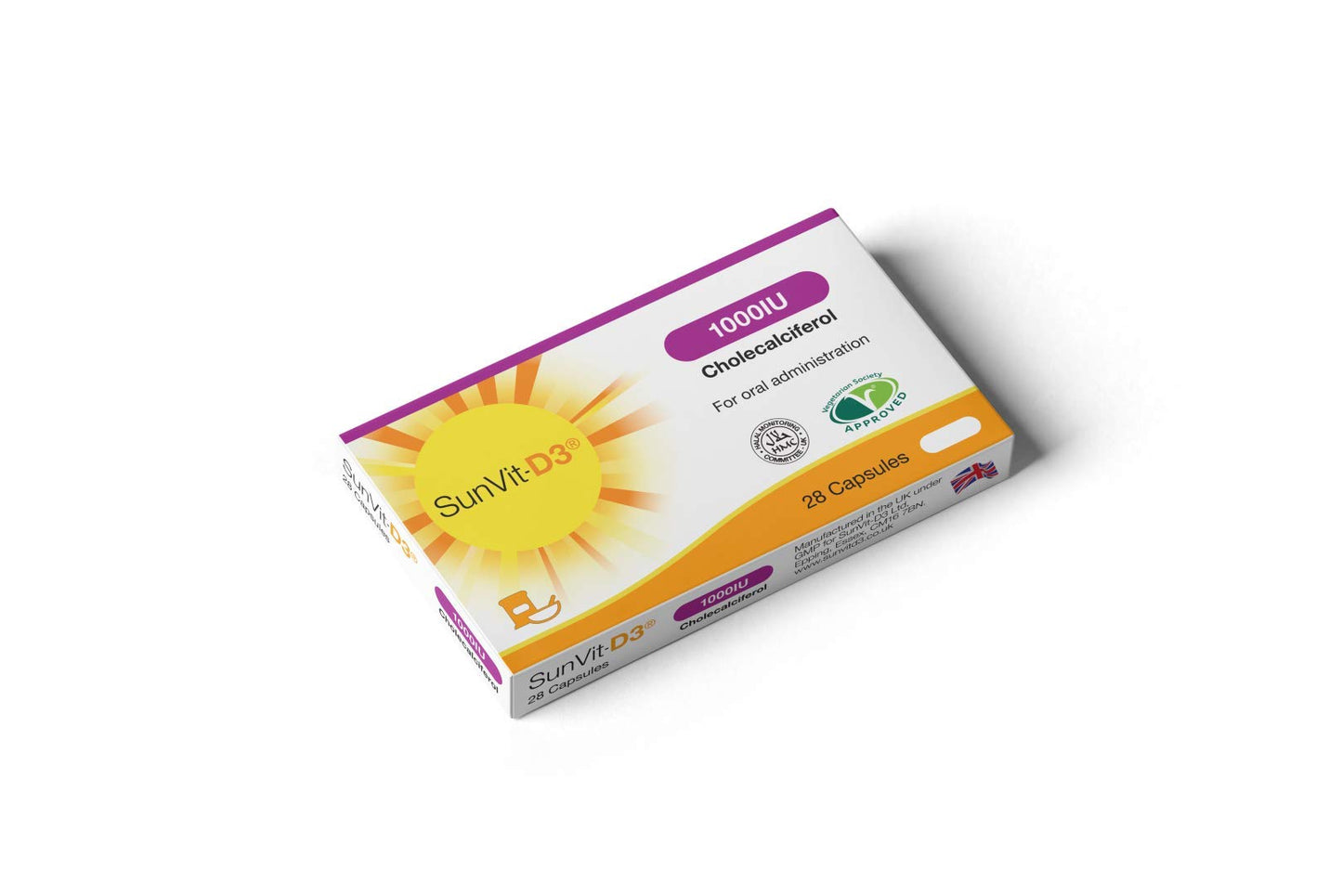 SunVit-D3 Sunvit-D3 Vitamin D 1000iu - 28 Vitamin D Capsules | Vegan Vitamin D3 Capsules | Halal Vitamin d Supplement | Vitamin D3 Capsules Support The Maintenance of Bone, Teeth & Muscle Function