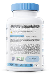 OSAVI Osavi Omega–3 Extra Molecularly Distilled 1300 mg – 120 Softgels | Lemon Flavor | EPA & DHA for Heart Health, Brain Function, and Vision I Molecular Distillation for Maximum Purity