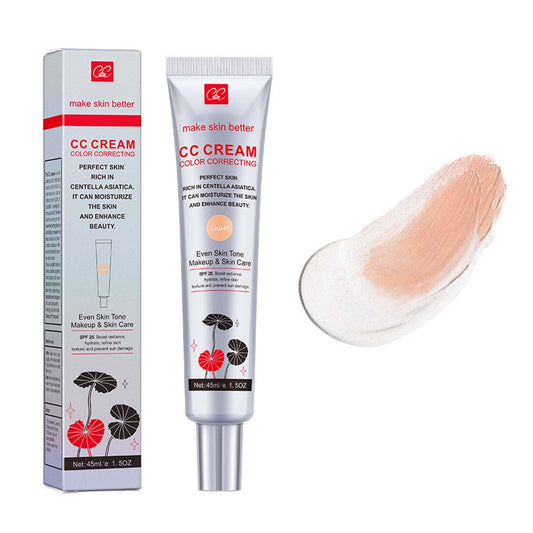 NLFOX CC Cream with Centella Asiatica - SPF 25 CC Cream Foundation - Concealer Full Coverage Moisturiser Silky cream Even Skin Tone - Color Correcting Makeup Suitable for All Skin (Light)