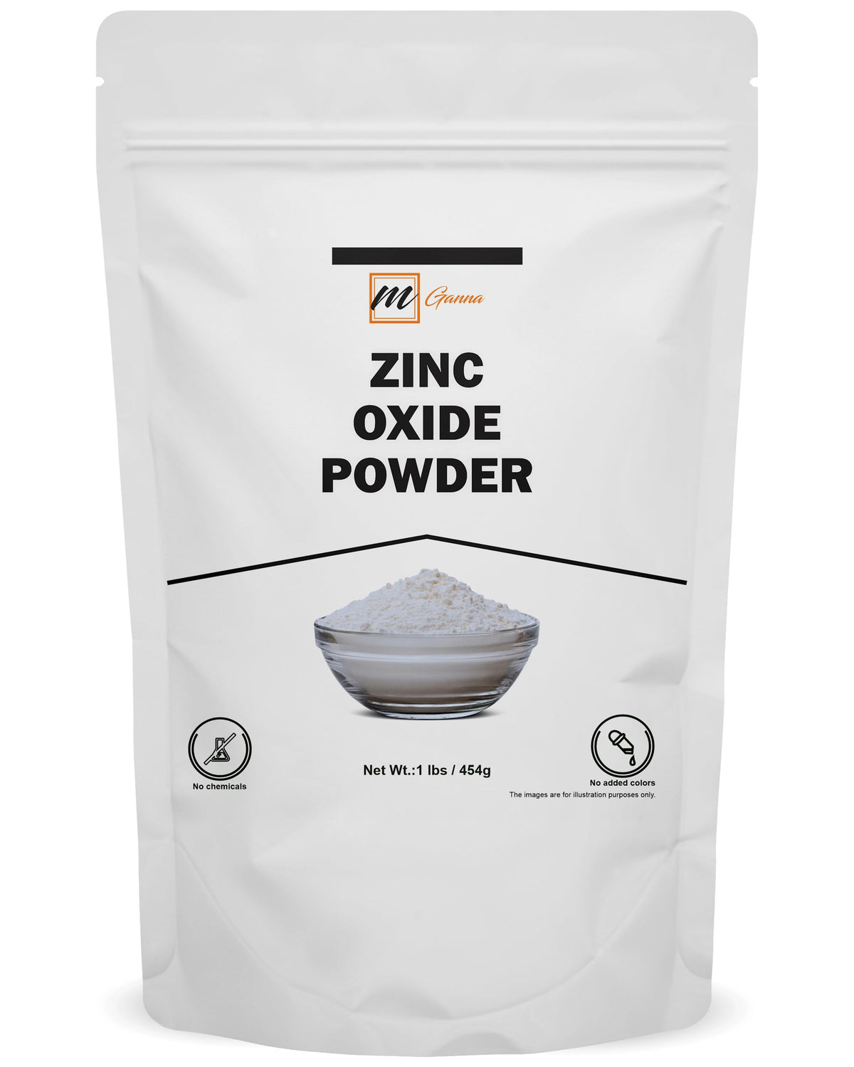 mGanna 100% Natural Zinc Oxide Powder 1 lbs / 454 g Non-Nano and Uncoated for Cosmetic formulations