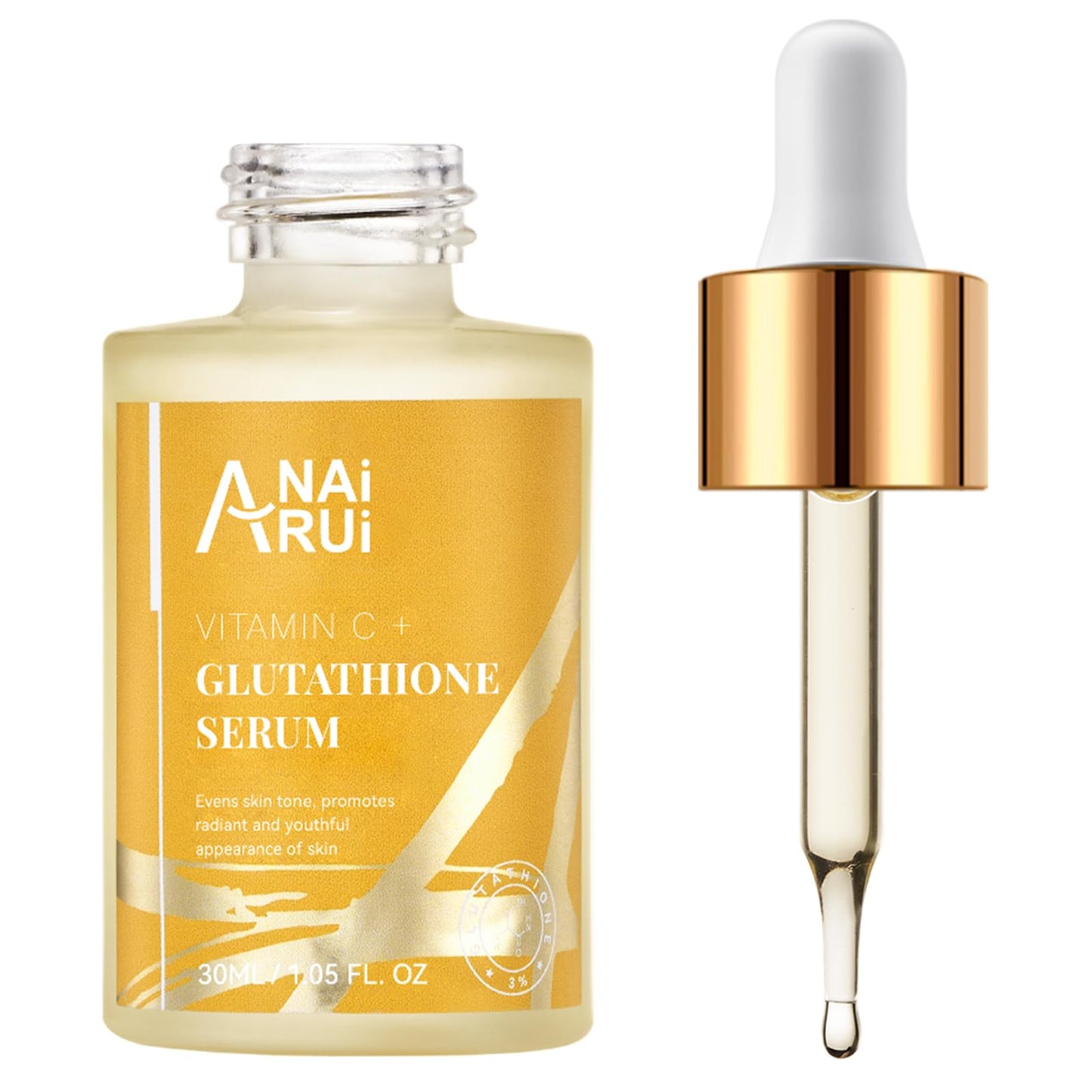 ANAiRUi Glutathione Serum with Vitamin C and Niacinamide, Glutathione Skin Brightening Face Serum for Skin, Hydration, Targets Dark Spots, Hyperpigmentation, Improve Skin Tone, 30 ml
