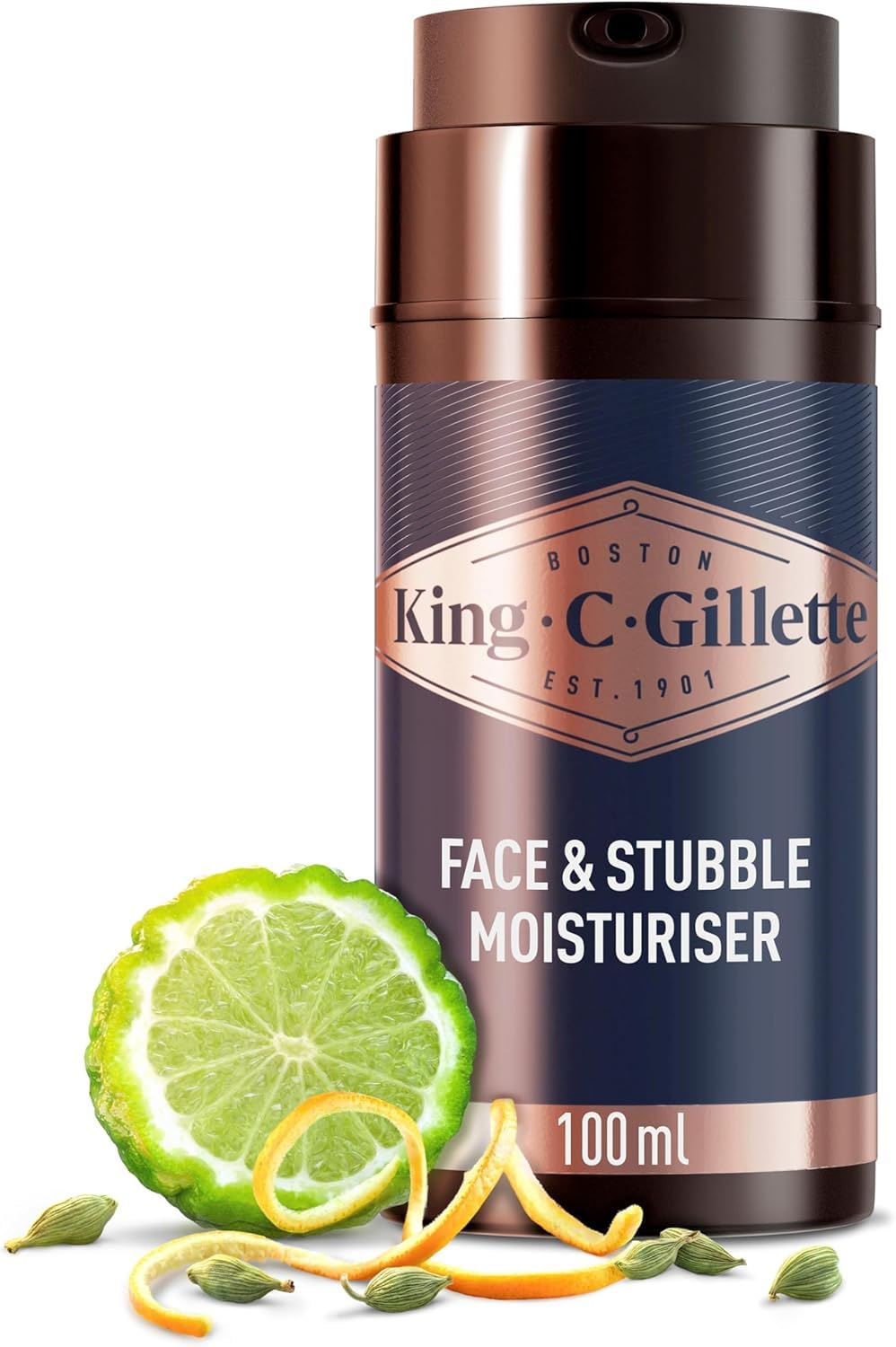 King C. Gillette Face & Beard Moisturiser for Men with Vitamin B (B3), B5 Complex & Argan Oil, 100 ml, (Pack of 2)