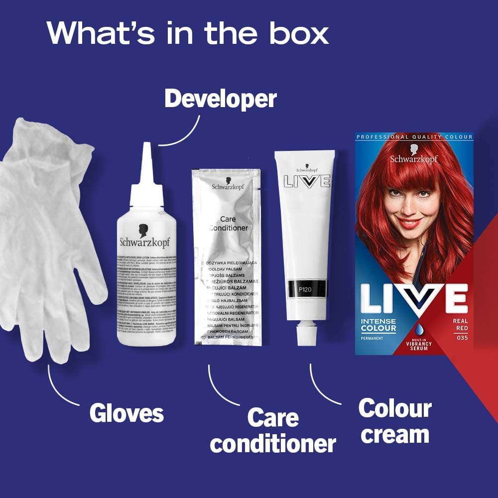 Schwarzkopf LIVE Colour + Lift Deep Red Permanent Hair Dye L75, Vibrant Deep Red Hair Dye Lightens Up To 3 Levels, Long Lasting Hair Colour with Built-In Lightener