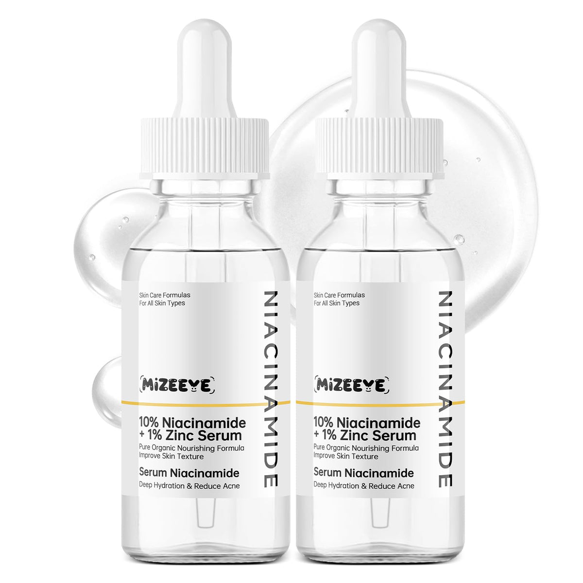 MIZEEYE Niacinamide Serum for Face, 2PCS Moisture Niacinamide Face Serum for Women, Niacinamide 10% + Zinc 1% Serum For Acne, Refreshing.