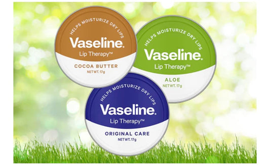Generic Vaseline Petroleum Jelly Lip Balms - THREE 20g Pocket Size Tins - Aloe Vera, Cocoa Butter, Original, Lip Repair Therapy Protects Dry Cracked