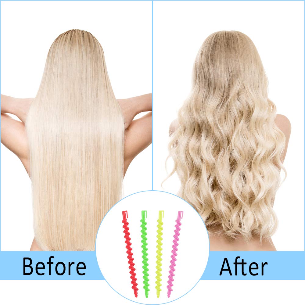 Ledoo 60Pcs Plastic Spiral Rollers Spiral Curlers Spiral Hair Rods Multicolored for Women Girls