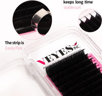 VEYES INC VEYES Classic Individual Lash Extensions 0.03-0.20 C/CC/D Curl 8-20mm Mixed & Single Length Volume Eyelashes Tray, Matte Black, Professional Supplies for Lash Techs (0.03 D 11-16mm)