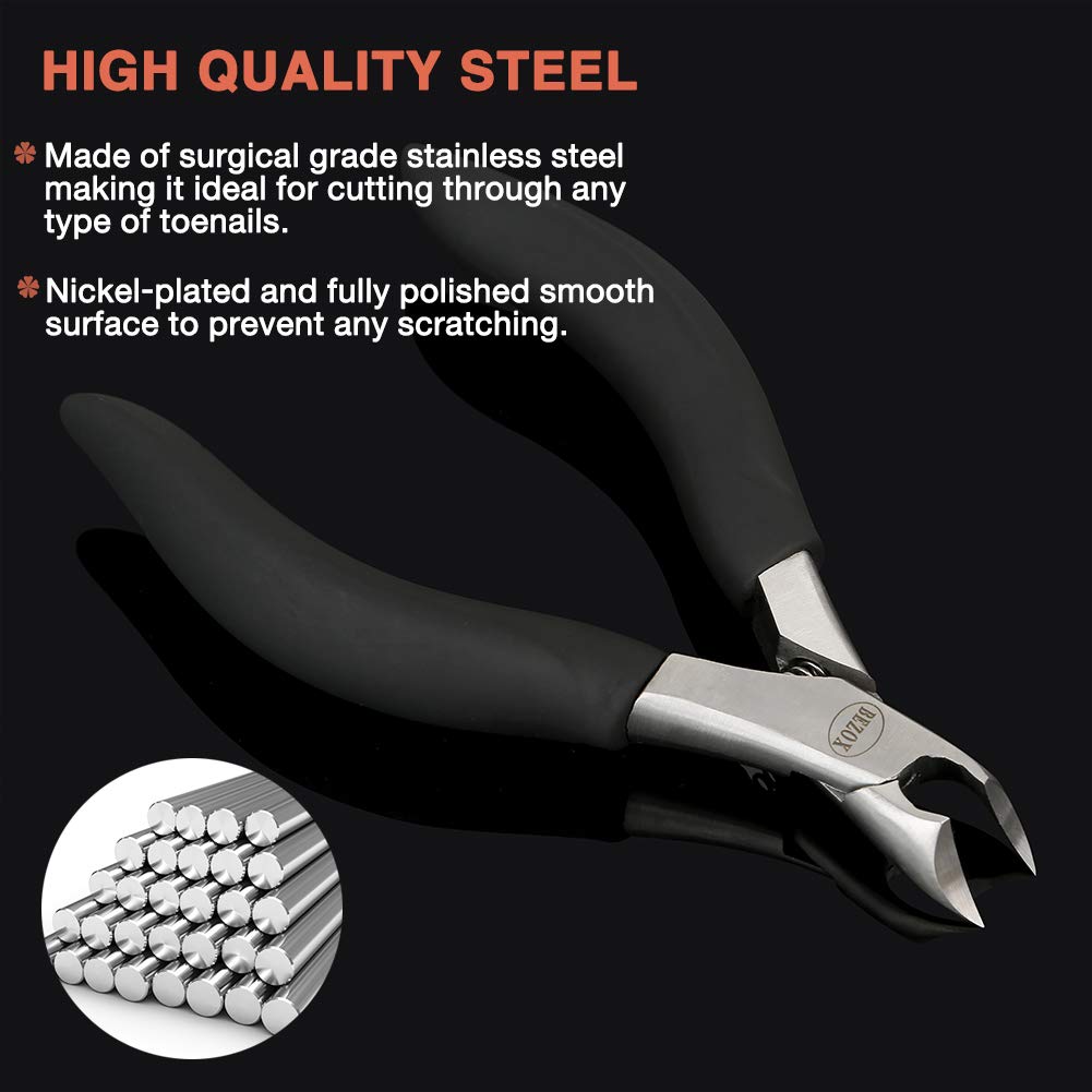 BEZOX Toe Nail Clippers for Thick or Ingrown Nails - Heavy Duty Stainless Steel Soft Grip Toe Nail Cutters - Olecranon Short