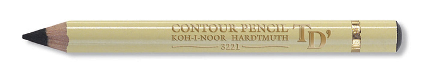 Koh-I-Noor KOH-I-NOOR 3221 Contour Cream Coloured Round Drawing Pencil - Black (Box of 12)