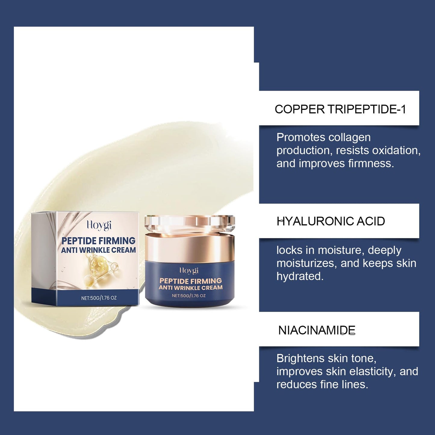 Peptide Firming Face Cream - Anti Wrinkle Face Cream for Women - Anti Aging Face Cream for All Skin Types - Skin Tightening Cream - Hydrating Face Cream - Reduces Age Spots, Moisturising