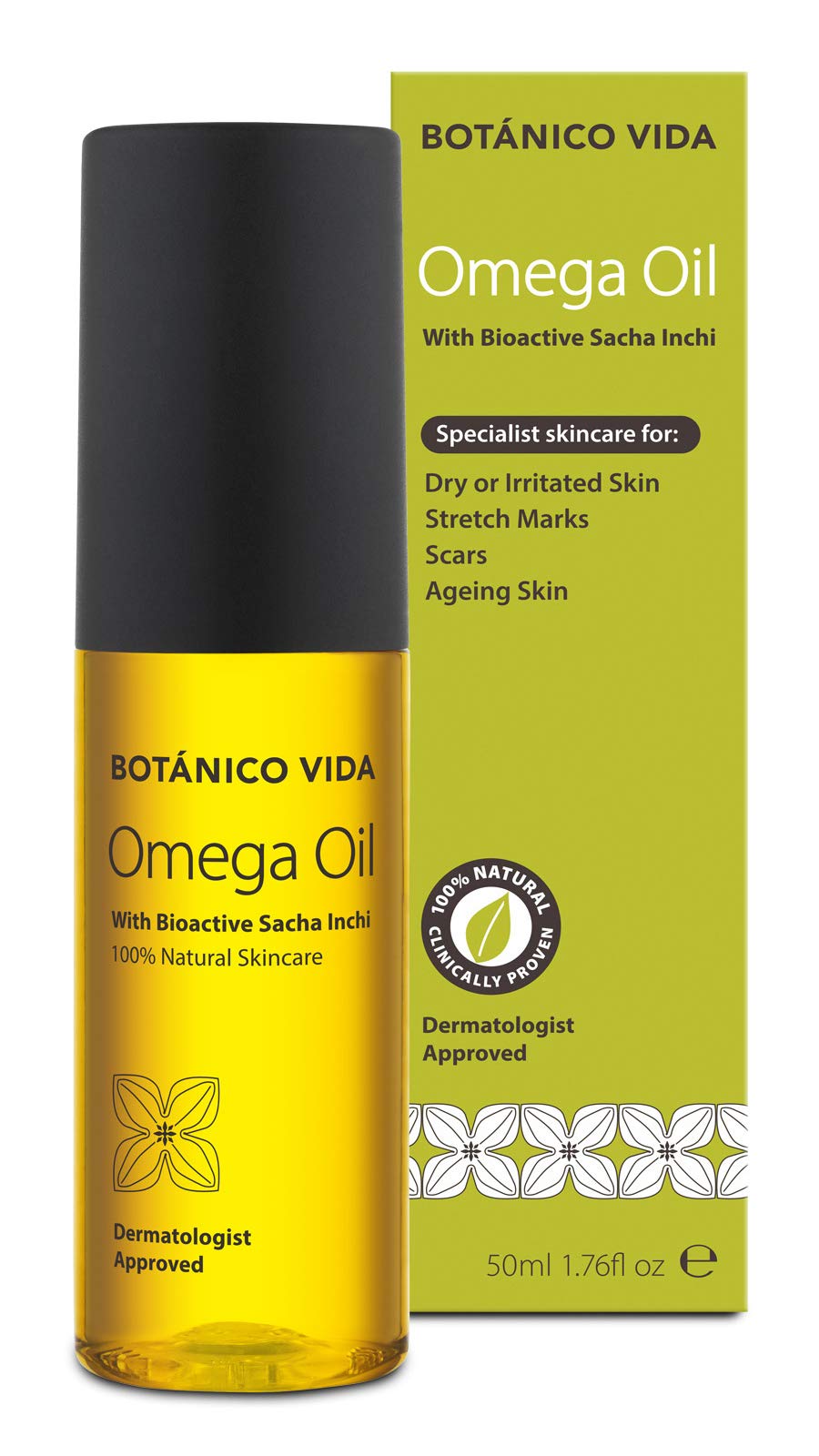 Botanico Vida Omega Oil. The 100% Natural Body Oil for Stretch Marks, Scars, Dry Skin. Clinically Proven Skincare, 50ml