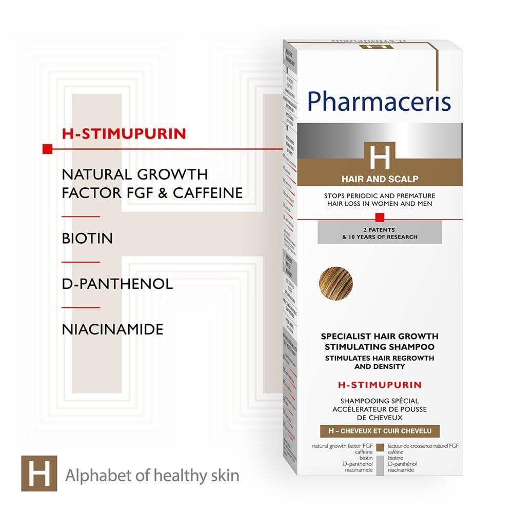Pharmaceris H Stimupurin, Specalist Hair Growth Stimulating Shampoo, Caffeine, Hair Loss Treatment Women and Men, Hair Strengthening - 250 ml