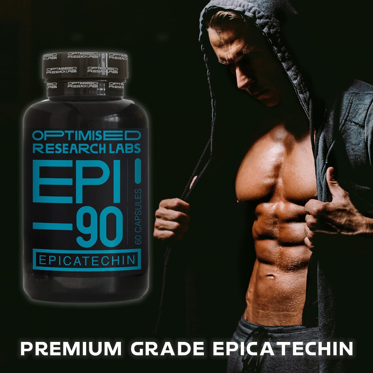 Optimised Research Labs EPI – 90 Epicatechin Supplement High Strength Muscle Builder, Muscle Recovery, Increase Strength & Endurance, Antioxidant, 30 Day Supply – 150mg (-) 90% Vegan Friendly