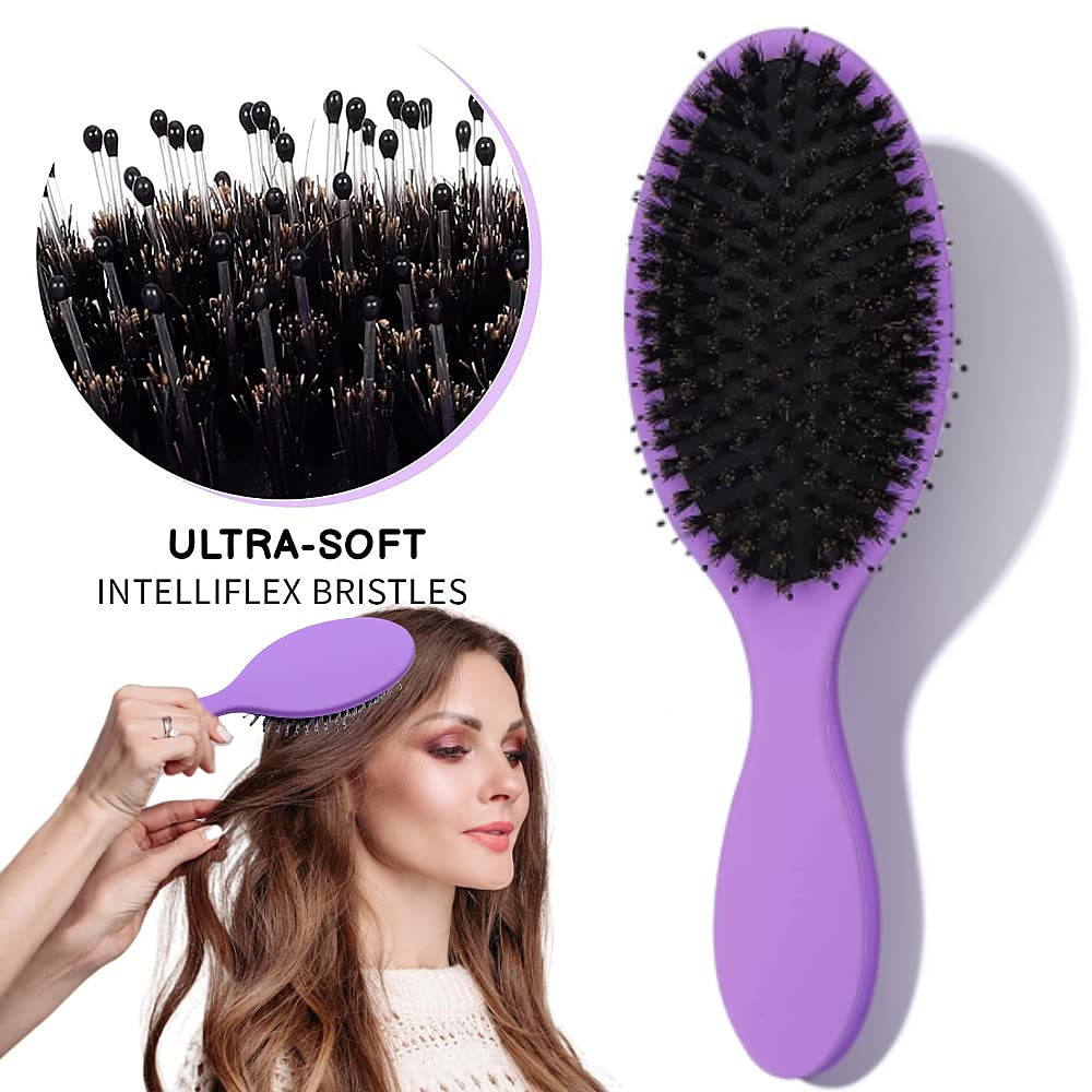 KAISELINNA Hair Extension Brush and Detangler Massage Hair Brush Professional Detangle Natural Bristle Cushion Nylon Brush Comb Soft Bristle Hairbrushes for Women