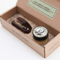 CAPTAIN FAWCETT Captain Fawcett's Moustache Wax (Sandalwood Scent) & Folding Pocket Moustache Comb (CF.87T) Gift Set - Made in England