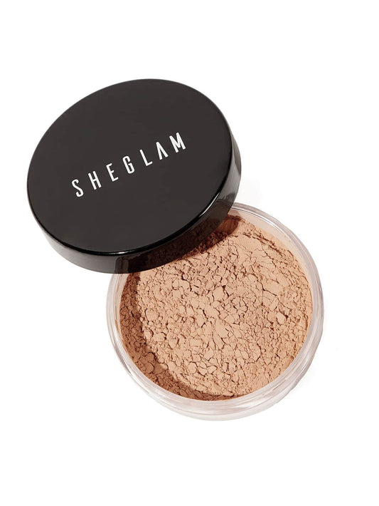 SHEGLAM Baked Glow Setting Powder Oil Control Loose Face Powder Translucent Pore-Less Flawless Smooths Fine Lines Glowy Powder - Light Brown