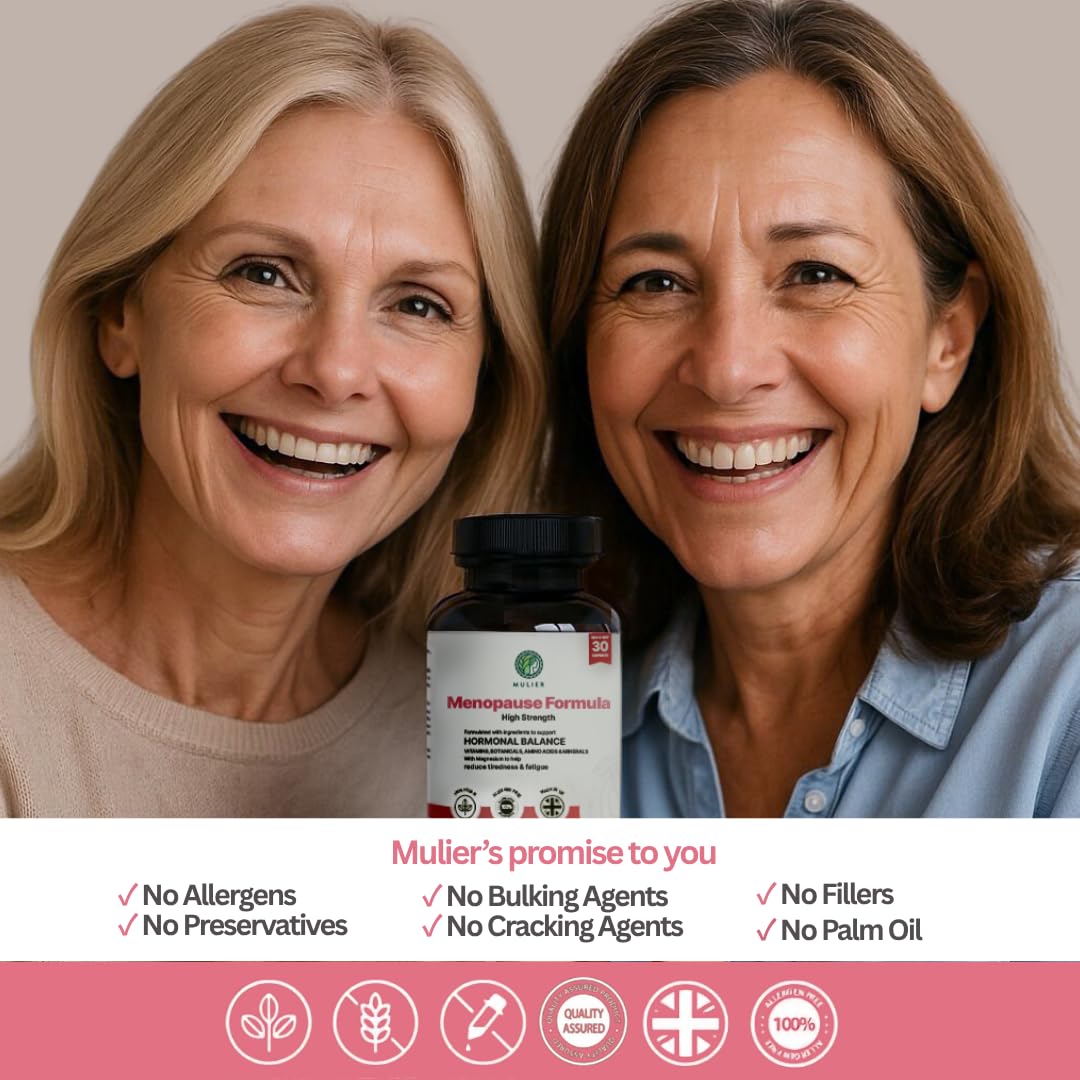 Mulier Menopause Supplement, Allergen Free, Vegan, 14 Supporting Ingredients Incl. Sage, Ashwagandha, K2, CoQ10, 1 Month Supply, 30 Capsules