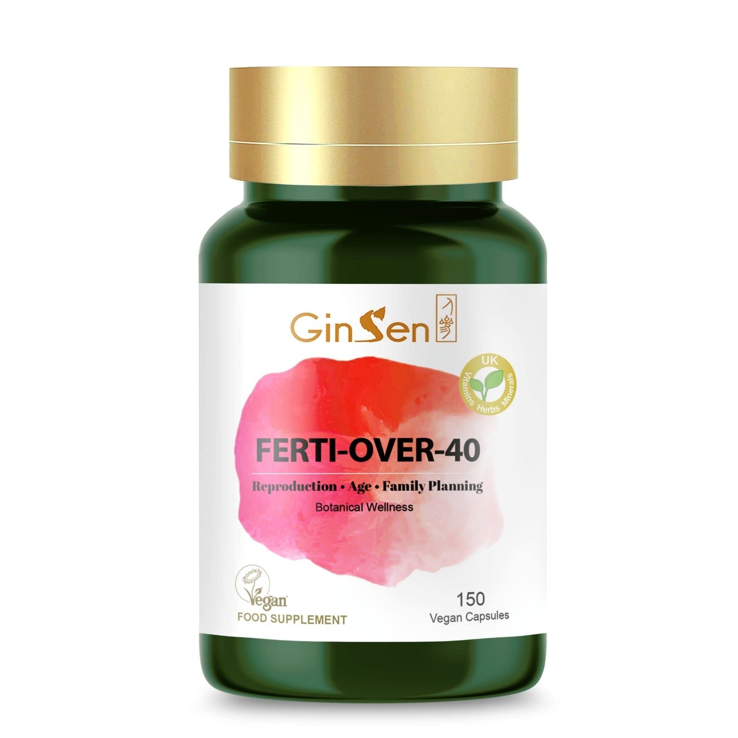GinSen Ferti Support 150 Capsules, Women Fertility Supplement, Vegan Approved, Herbal Extract & Vitamins Made in UK