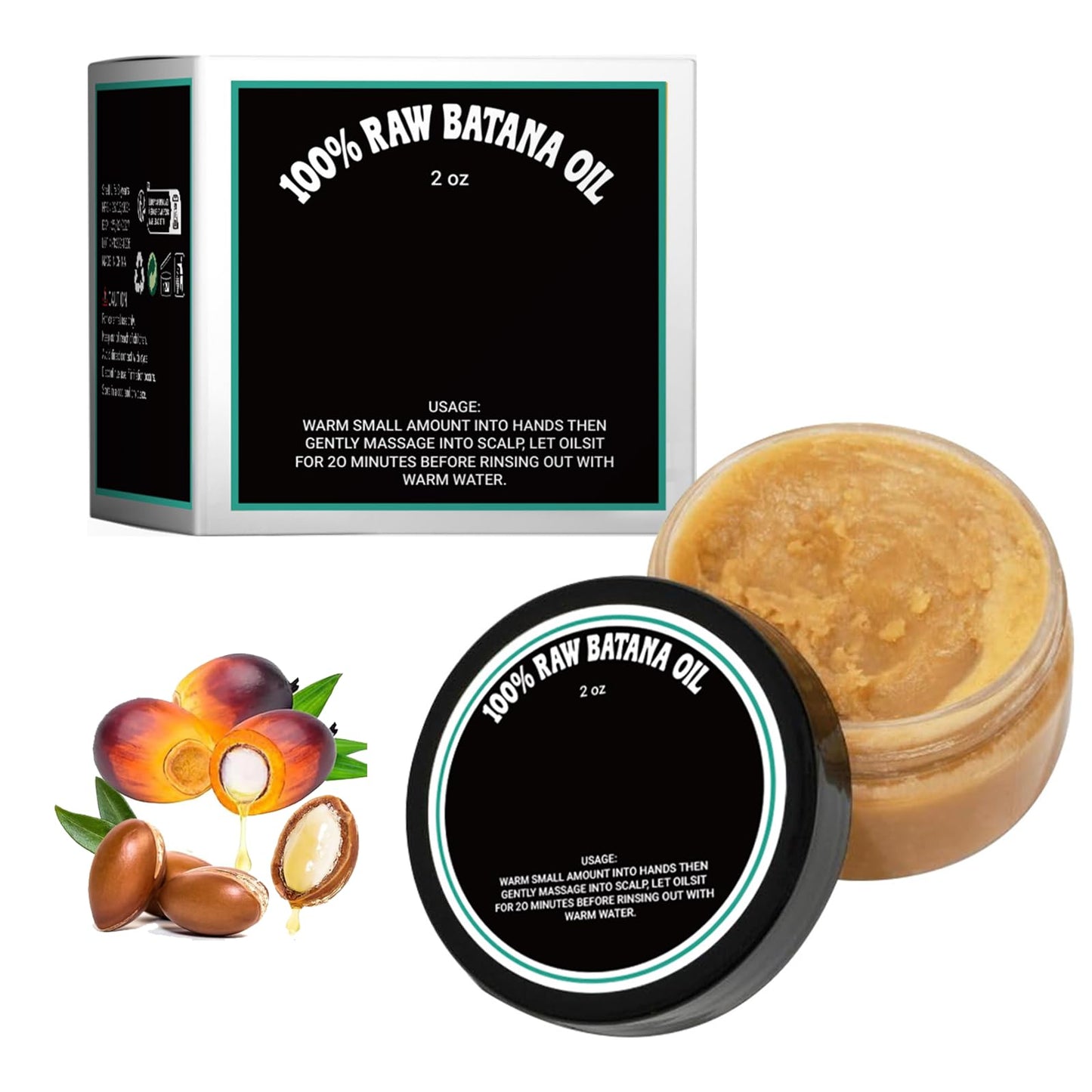 Ninnyi 60ml Raw Batana Oil for Hair Growth, Batana Oil Organic for Repair Damaged Hair Thicker Stronger Healthier Hair Shine