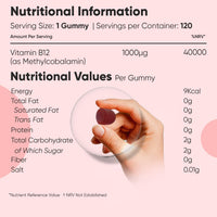 WeightWorld Vitamin B12 Gummies - 120 Gummies - 4 Months Supply - 1000mcg - Tasty, Natural Pomegranate Flavour - 1 per Day - Vegan & Gluten-Free - Methylcobalamin Form for Easy Absorption - B12 Vitamin Supplement
