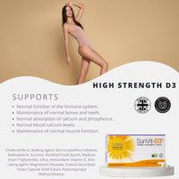 SunVit-D3 High Strength Vitamin D 2500iu Capsules - Cholecalciferol Vitamin D Capsules Support the Maintenance of Bone, Teeth, Muscle & Immune System | UK Made & GMP Approved - D3 Vitamins 28 Capsules