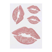 Azeeda 4 x 'Pink Lipstick Kiss' Temporary Tattoos - Water Resistant, Skin-Safe, Non-Toxic Transfers, Mixed Sizes (TO00057702)
