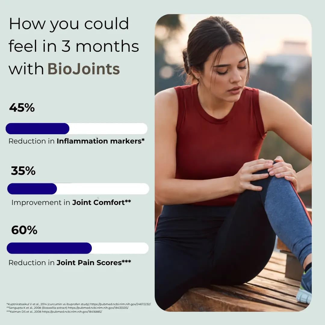 Bionutrica BioJoints- Pack of 3 (60X3=180 Tabs)-A Powerful Combo of Glucosamine, Chondroitin, MSM, hyaluronic Acid, Vitamin D3 & Turmeric for Natural Joint, Bone & Muscle-GMP Certified- 3 Months Supply