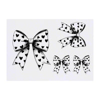Azeeda 4 x 'Coquette Bow with Hearts' Temporary Tattoos - Water Resistant, Skin-Safe, Non-Toxic Transfers, Mixed Sizes (TO00082666)