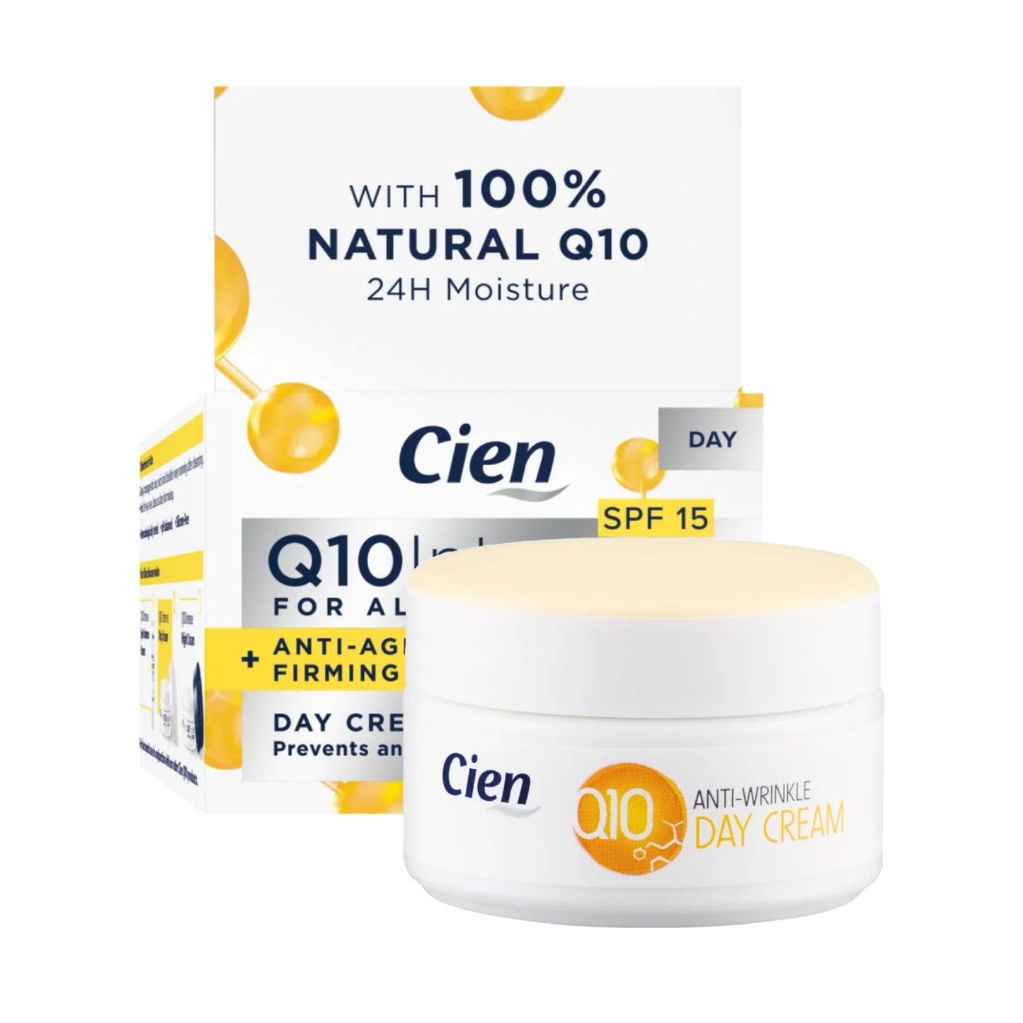Set of 2 x 50 ml Cien Anti-Wrinkle DAY + NIGHT CREAM - with q10, Hyaluronic Acid & Vitamin E