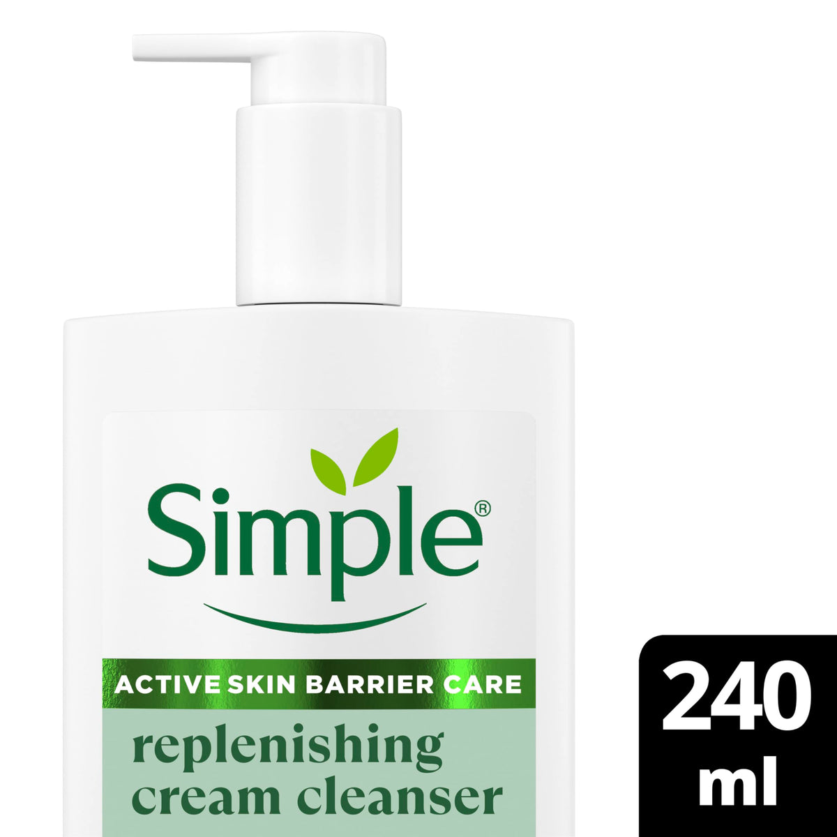 Simple Replenishing Cream Cleanser – Gentle Face Wash with Pro-Ceramides & Hyaluronic Acid – Restores Dry, Dehydrated Skin & Strengthens Skin Barrier – 240ml