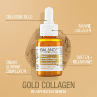 Balance Active Formula Gold and Marine Collagen Rejuvenating Serum - Light-Weight and Non-Greasy, Rejuvenating and Repairing, Plumper Appearance, Clear, 30 ml