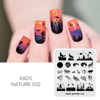 ALEXNAILART Alexnailart Nail Art Stamping Plates Picture Template with Natural Forest Wolf Moon Eagle Branch Pattern for Nail Design Manicure Print DIY Nail Design Nail Polish Transfer Tools
