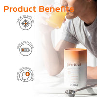Pura Collagen Protect Collagen Powder | 5,000mg Bovine Collagen Peptides with Vitamin C, D3, B12, Zinc & Iron | Immune Support with Ginger Root Extract – 28 Servings, 284g