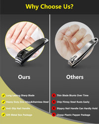 BESTOPE PRO Nail Clippers 2PCs Nail Cutter Set Stainless Steel Fingernails Toenails Clippers for Men Women Sturdy Nail Clipping Kit