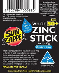 Sun Zapper White Colour Original Zinc Stick SPF 50 + Zinc Oxide Mineral Sunblock Stick for Face