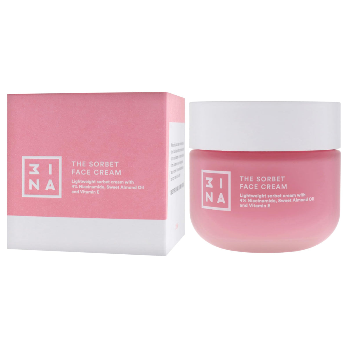 3INA MAKEUP - The Sorbet Face Cream - Moisturising Cream with Niacinamide - Face Cream Smoothing with Olive Oil & Sweet Almond Oil - Day and Night Face Cream for All Skin Types - Vegan - Cruelty Free