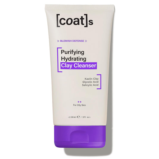 Coats Blemish Defense Purifying Hydrating Clay Cleanser for Oily, Blemish-Prone Skin – With Kaolin Clay, Glycolic Acid & Salicylic Acid to Help Prevent Breakouts – Designed For Young Skin – 150 ml