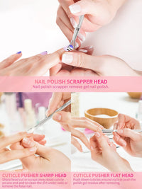Yokilly Nail Soaking Bowl,2PCS Soak Off Gel Polish Dip Powder Remover Manicure Bowl with Triangle Cuticle Peeler and Stainless Steel Cuticle Pusher Nail Art Tool (Pink)