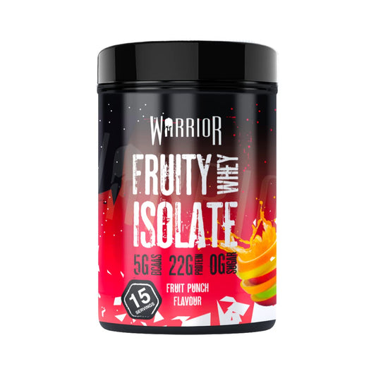 Warrior, Fruity Clear Whey Isolate – Rapid Digesting Protein Powder – Refreshingly Fruit Flavoured Shakes – Post Workout, Low Sugar, 15 Servings (Fruit Punch, 375g)
