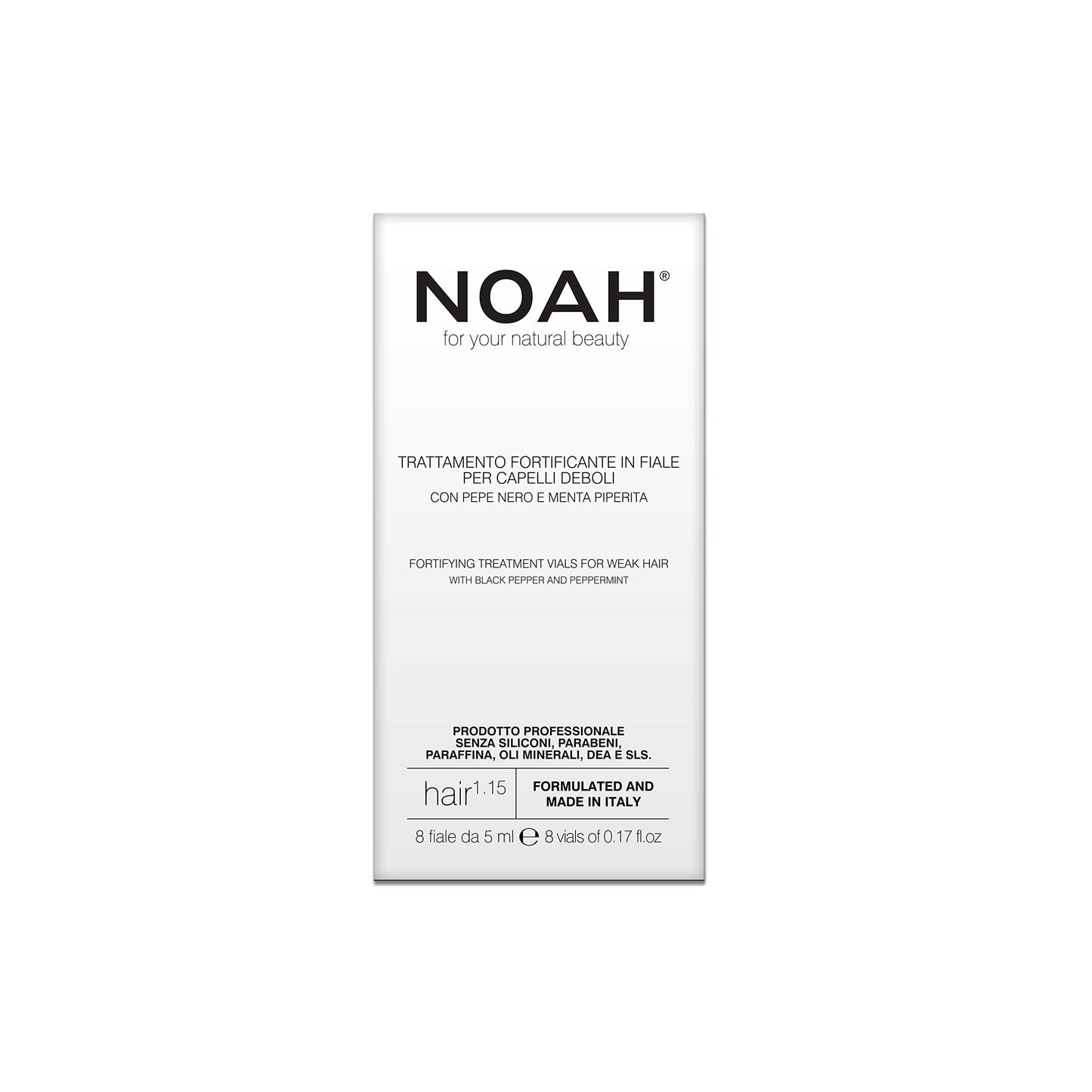 Noah NOAH Natural 1.15 Fortifying Hair Treatment Vials Serum for Weak Hair with Black Pepper & Peppermint, 8 Vials x 5ml