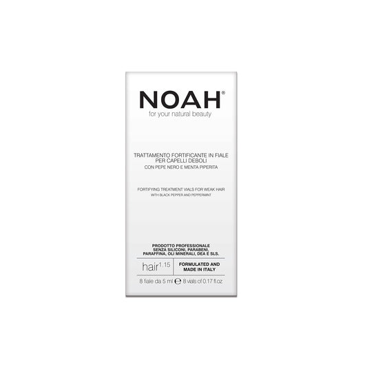 Noah NOAH Natural 1.15 Fortifying Hair Treatment Vials Serum for Weak Hair with Black Pepper & Peppermint, 8 Vials x 5ml