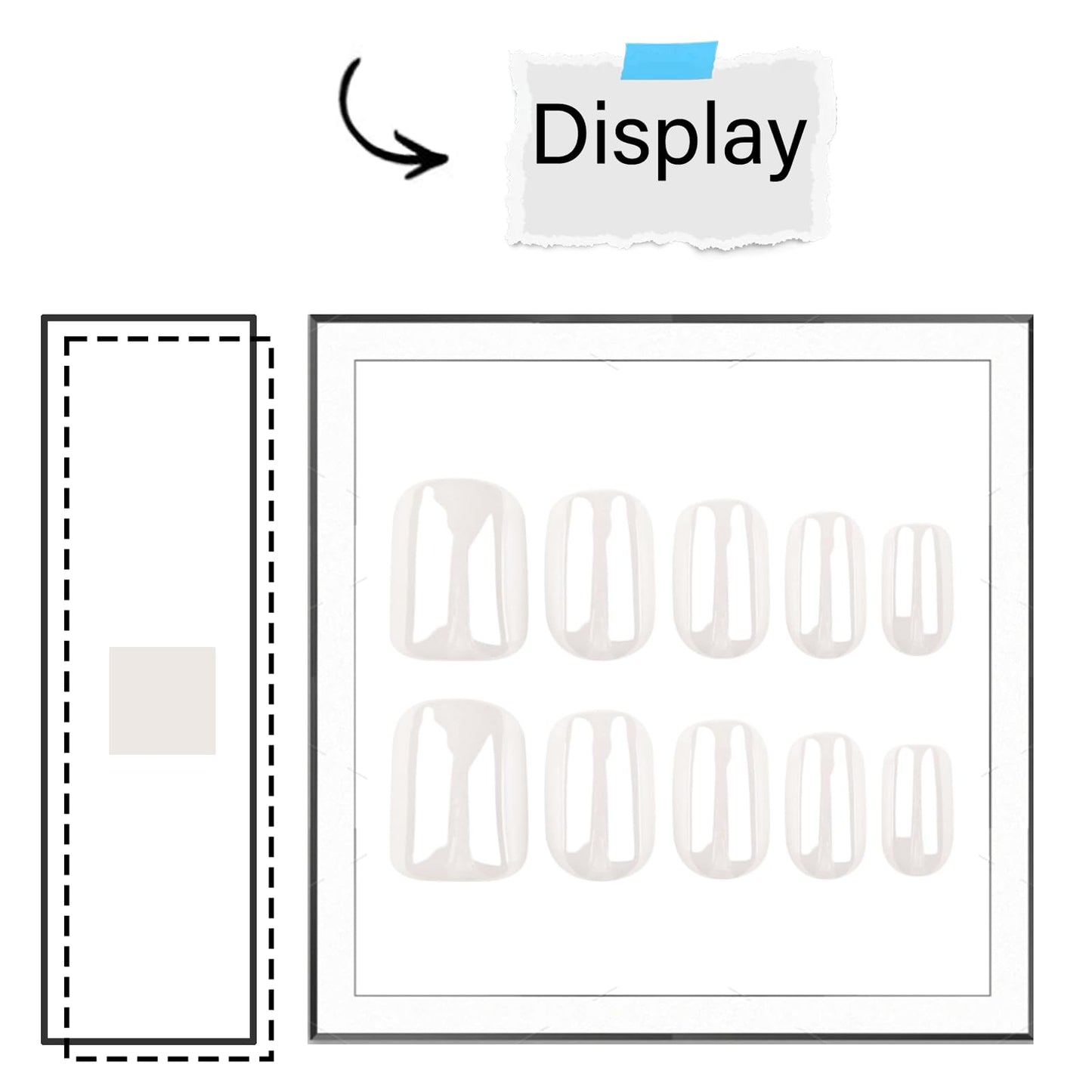 ewku 24Pcs Square Fake Nails French Short, 12 Sizes Full Cover False Nails with glue with Glue Acrylic Nail Kit - Full Cover Glue on Nails for Women Girls Nail Art Manicure Decorations