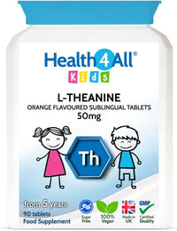 Health4All Kids L-Theanine 50mg 90 Tablets. Natural Orange Flavor Chewable L-Theanine. Vegan