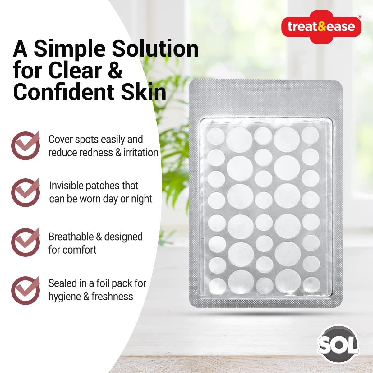 36pk Spot & Cold Sore Patches | 12pcs 8mm & 24pcs 12mm Skin Care Pimple Patches | Acne Patch Hydrocolloid Patches | Face Care Spot Patches | Pimple Patch Acne Patches Hydrocolloid Patch + SOL Sticker