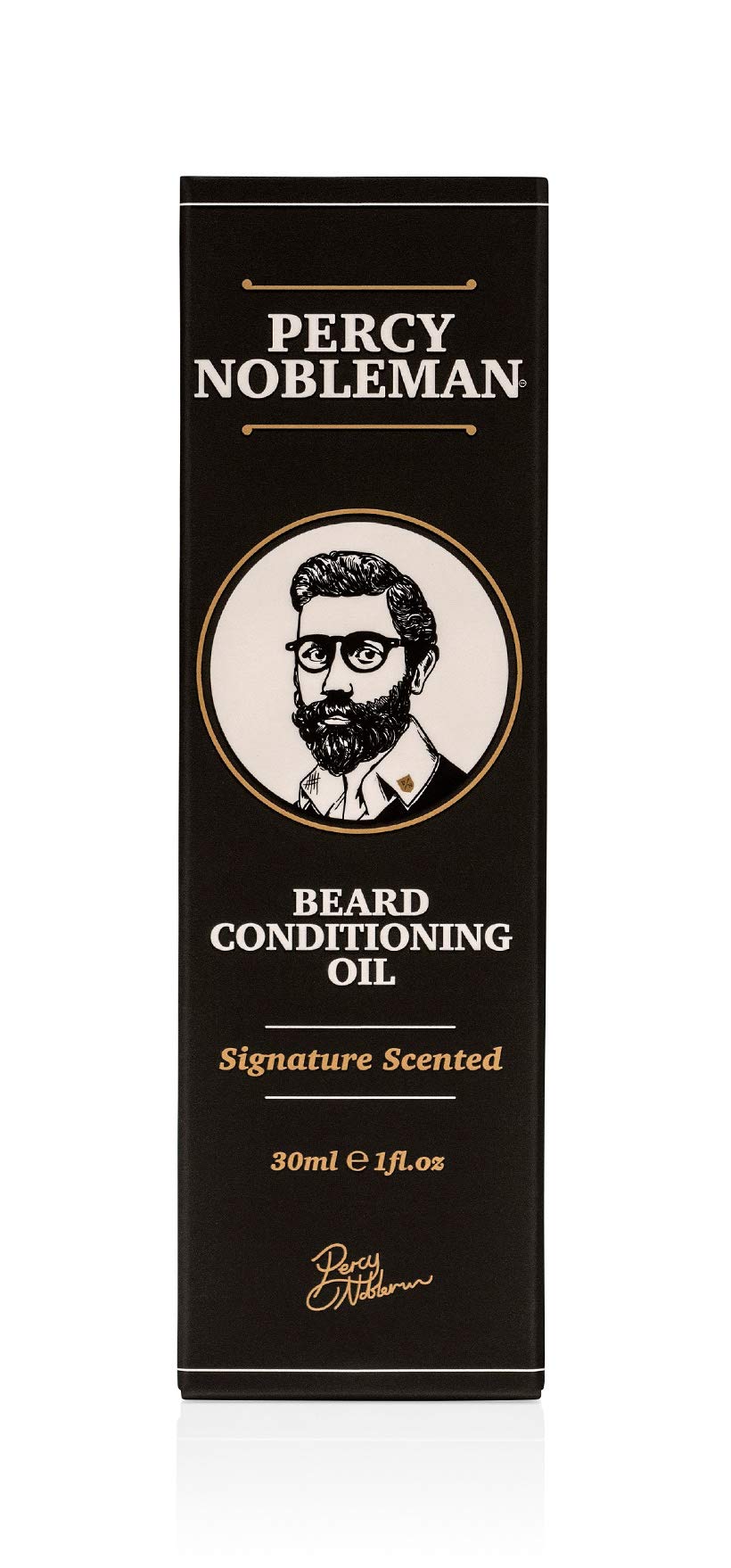 Percy Nobleman Beard Oil – 99 % Natural Conditioning & Grooming Oil – Argan, Jojoba, Avocado, Almond & Marula Oils – Vanille Musk Scent – Softens, Nourishes & Tames Coarse Beards (30 ml)
