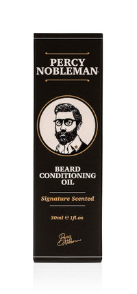 Percy Nobleman Beard Oil – 99 % Natural Conditioning & Grooming Oil – Argan, Jojoba, Avocado, Almond & Marula Oils – Vanille Musk Scent – Softens, Nourishes & Tames Coarse Beards (30 ml)